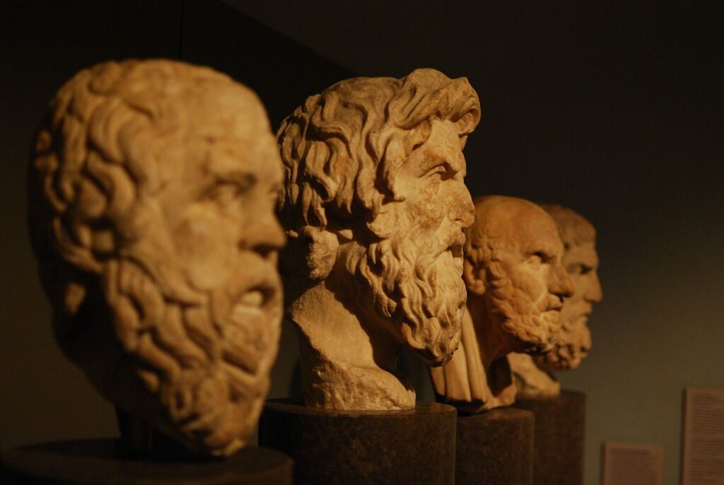 Socrate le philosophe qui utilise la pratique de la philosophie. Les philosophes ayant réfléchis à la question du bonheur